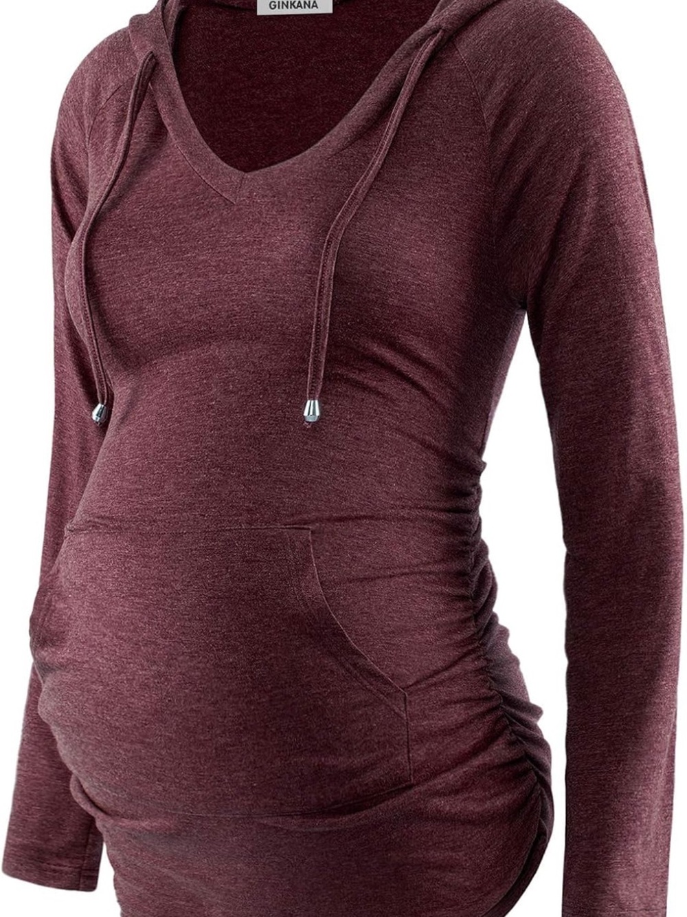 Maternity sweatshirt Women's Hooded Long Sleeve Pullover - Maroon Medium